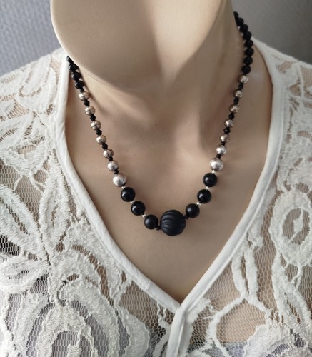 Schwarze perlen jett kette - schwarze,