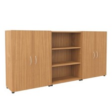 Aktenschrank Holzschrank Büroschrank mit Aktenregal Holz Buche 3 Fächer 3er Set