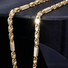 Bling Bling Königskette 585 14K Echt Gold Weissen Zirkonia 65cm 3,2mm NEUWERTIG