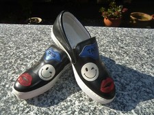 Heine Leder Ballerinas Schwarz mit Kussmund Motiv Größe 36,5 NEU