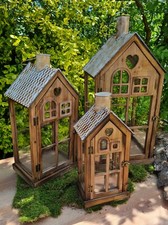 NEU Holzlaterne Herz Laterne Windlicht Kerzenständer Holz Antik Shabby Chic Deko