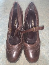 Damen Oxfords High Block Heels, Budapester, Pumps Brogues Schuhe EU 38