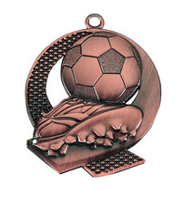 10 Fussball-Medallien 39x50 mm Durchmesser in Bronze mit  Kordel 