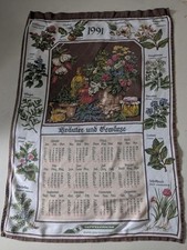 Geschirrhandtuch Kalender 1991 Stoffkalender mit Kräuter und Gewürze: RARITÄT