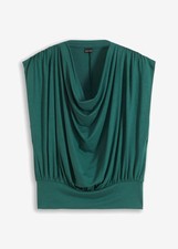 Shirt mit Wasserfall-Ausschnitt Gr. 44/46 Mattgrün Damenshirt Bluse Tunika Neu