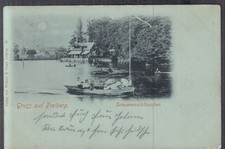 6492. Mondschein-Ak Freiberg Sachsen Schwanenschlösschen 1901