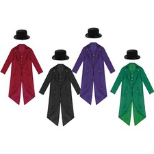 Jungen Mantel Cosplay Kostüm Gothic Jacke Magier Outfits Karnevalsshow Hut