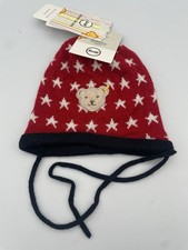 Steiff Mütze rot mit Sternen, Größe 39, Geschenk Geburt