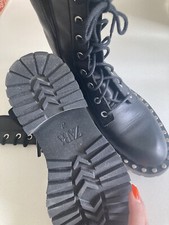 Zara Boots Leder Schwarz