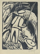 Karl Schmidt-Rottluff - Der Angler - Holzschnitt 1923, signiert