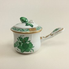 Herend Apponyi Grün 749 AV Kakaotasse mit Deckel Schildkrötensuppentasse