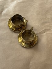 SKS Design Messing Teetassen-Set – 2 Tassen mit Unterteller – Vintage