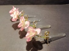 4 alte Tischvasen Vase Lauscha mit Stoffblüten auch als Messerbänkchen