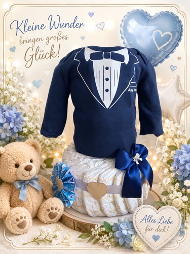 Windeltorte blau babybody für - windeltorte,