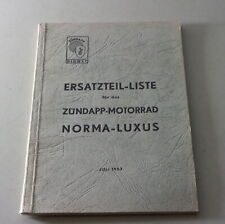Ersatzteil-Liste / Teilekatalog Zündapp Motorrad Norma Luxus von 07/1953
