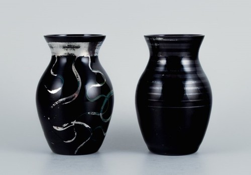 Zwei art deco glasvasen - art,