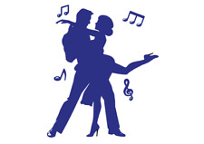 Tanzen- Autoaufkleber/Wandtattoo-Tanzpaar- mit Noten Wettkampftanzen-Wetterfest