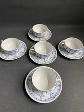 5 x Teetasse mit Untere Ostfriesentasse Bareuther Indisch Blau