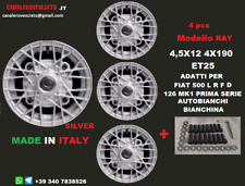 Alufelgen 12 RAY SILVER Fiat 500 D L F R Epoche OLD 4x190 Borrani Speichen