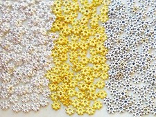 50/100 Daisy Zwischenperlen Spacer 4mm Metall Perlen Stern Blume Schmuck Basteln