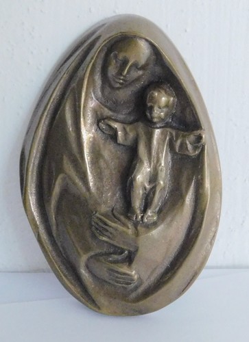 Bronze relief maria mit - bronze,