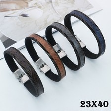 Damen Herren PU Leder Armband Armreif punk trendy gestreiften armband beliebte