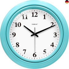 TAHEAT Blau Wanduhr, Leise