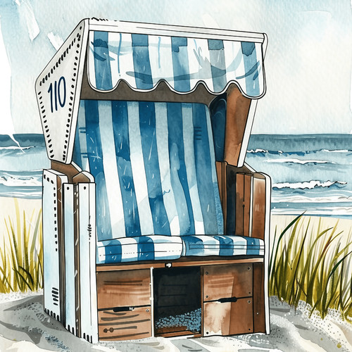 Wandbild strandkorb dünen - strandkorb,