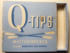 Q-Tips Wattestäbchen - Originalverpackung (leer) - 60er Jahre - vintage 