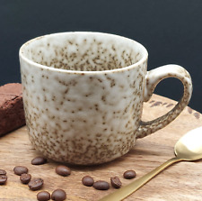 Kaffeetasse Steingut, handgefertigte 300 ml Große Tee-Tasse, Becher Creme Braun