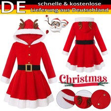 Kinder Mädchen Weihnachten Kleid Langarm Weihnachtskleid mit Kapuze PartyKleider