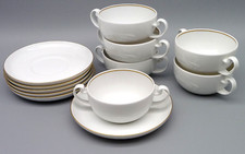 Rosenthal Asimmetria weiß Goldrand 6 Suppentassen mit Untertassen Zsd. gut