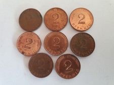 8x 2 Pfennig 1970 1971 1977