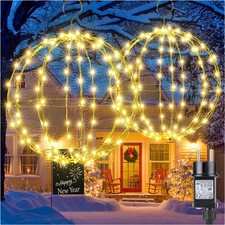 Hängende LED Kugel Lichter 33cm und 28cm, 2 Stück, Warmweiß für Weihnachtszauber