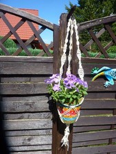 Makramee Ampel Ƹ̵̡Ӝ̵̨̄Ʒ Blumenampel Hängeampel, Ampel 108cm natur weiß