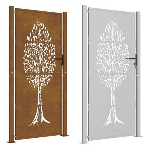 Gartentor cortenstahl baum - gartentor,