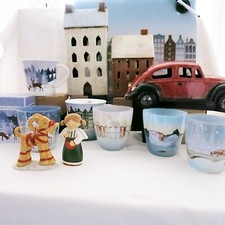 Goebel Tasse Teelicht Magnettafel   Scandic Home  Julbock Engel Teelichthaus