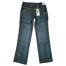 Lifestyle E905 Damen Jeans Hose straight Leg mid stretch 38 W29 L32 d. blau NEU