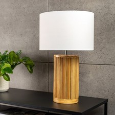 Tischlampe GATSBY - 50cm - natur weiß - Weiden- & Kiefernholz - handmade Leuchte