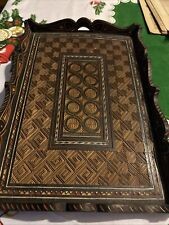 Sehr aufwendiges uraltes antikes Tablett Serviertablett Holz mit Intarsien