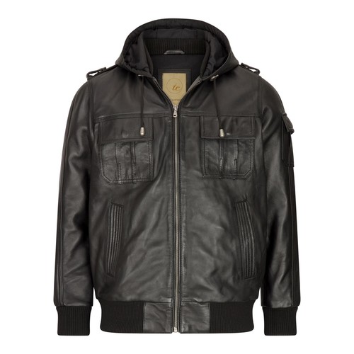Herren echtleder jacke - echtleder, schwarz