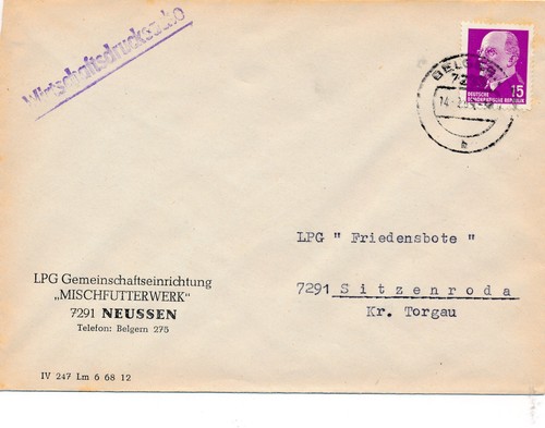 Ddr brief mit 847 lpg - mit, mi.-nr.