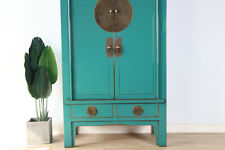 Chinesische Hochzeitschrank Massivholz 2 Türen Schrank türkis RAL50 #M-HOC-A10T