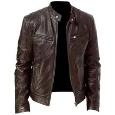 Neu Herren Lederjacke Motorrad