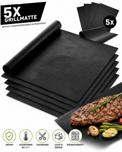 5erset grillmatten 40x33cm - grillmatten, bbq