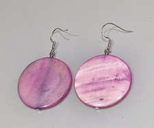 PERLMUTT SCHEIBEN 30 MM OHRHÄNGER PINK OHRRINGE 