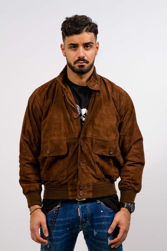 Herren wildleder bomber - herren, tabak