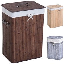 Wäschekorb Wäschetruhe Wäschebox Wäschesammler Eckig Bambus 72 L  3 Farben