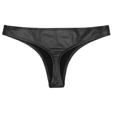 DE Damen Sexy Slip String Tanga Höschen Lack Leder Unterhose Hipster Hotspants
