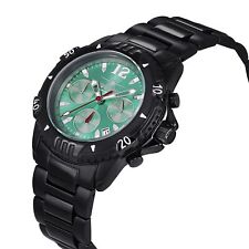 FIREFOX Herren Armbanduhr Edelstahl Chronograph AIRFIGHTER SCHWARZ türkis 10 ATM